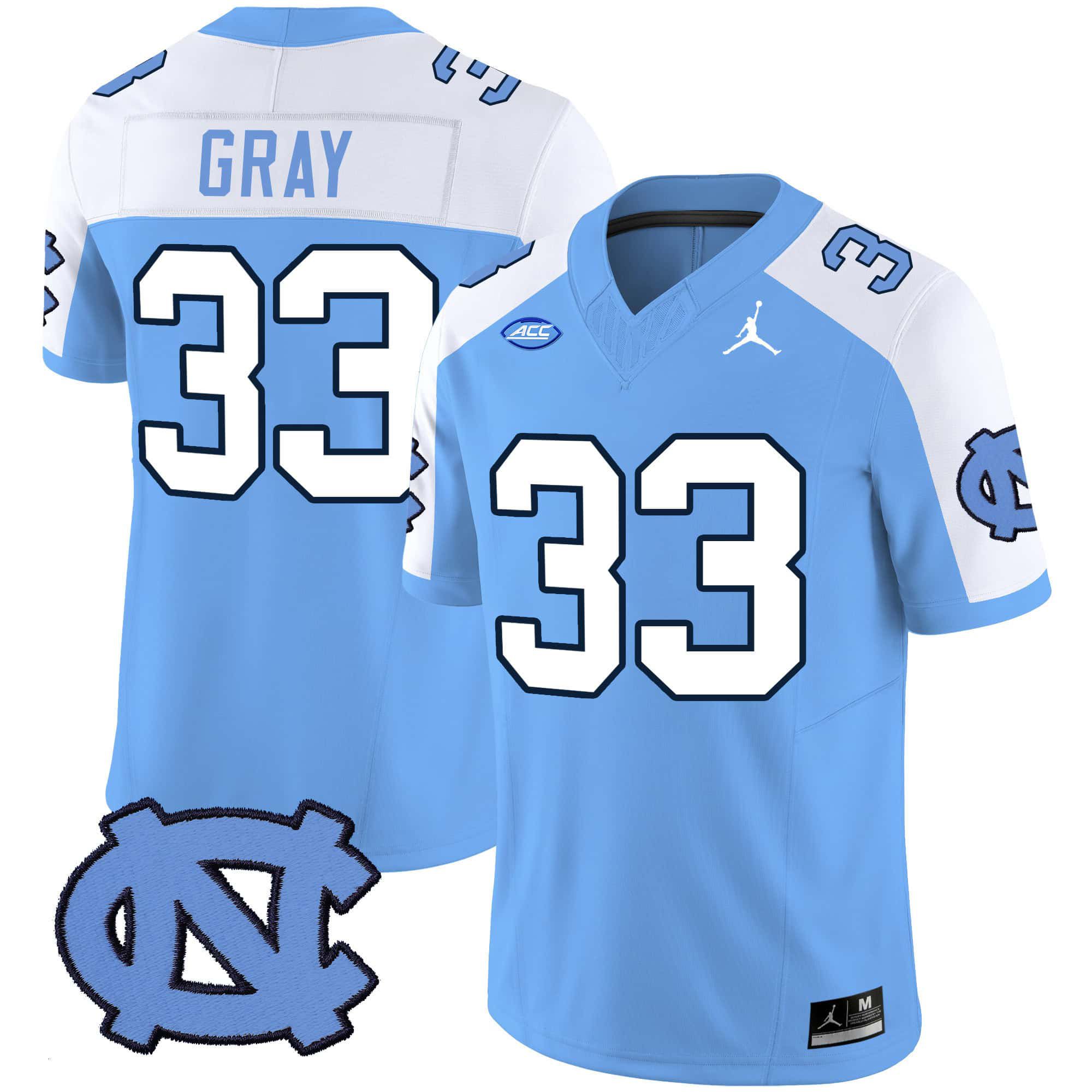 Men North Carolina Tar Heels #33 Gray Light Blue 2024 Vapor Limited NCAA Jersey->indianapolis colts->NFL Jersey